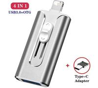 Clé USB 3.0 - Compatible iPhone - 512 Go - Stockage Mémoire - Synchronisation iOS/Android Gris