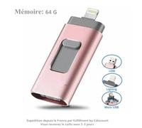 Clé USB 3.0 - Compatible iPhone - 64 Go - Stockage Extensible - iOS et Android - Synchronisation Facile