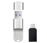 Clé USB 3.0 cryptée à empreintes digitales - Double port (USB + téléphone) avec adaptateur de type C, stockage sécurisé haute vitesse pour PC et mobile (128 Go)