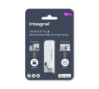 Clé USB 3.0 + Lightning pour iPhone/iPad - INTEGRAL iShuttle 32GB - Blanc
