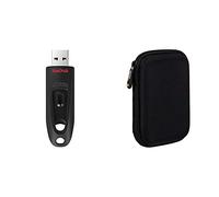 Clé USB 3.0 SanDisk Ultra 32 Go avec Une Vitesse de Lecture allant jusqu'à 130 Mo/s & Amazon Basics Étui pour Disque Dur Externe
