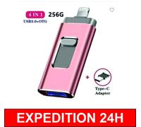 Clé USB 3.0 - ZISONIX - 256 Go - 4 en 1 - Compatible iOS et Android - Stockage Extensible