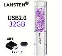 Clé USB 3.1 LansTen 64 Go avec porte-clés, noire