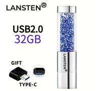 Clé USB 3.1 rapide LansTen 64 Go avec porte-clés, rose