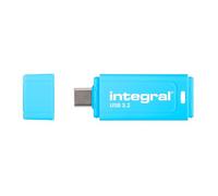 Clé USB 3.2 Gen 1 Integral Neon-C 64 Go, USB Type-C Compatible USB 3.1/3.0, 150 Mo/s en Lecture / 30 Mo/s en écriture, Bleu Neon, Plug-and-Play, Stockage Mobile pour PC, Mac et Ordinateur Portable