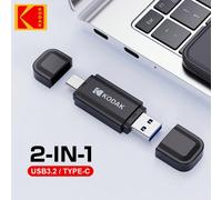 Clé USB 3.2 Kodak 256 Go Type-C OTG 2-en-1 Clé USB métal 128 Go 32 Go 64 Go Double interface USB pour smartphones, ordinateurs portables et de bureau 32G,64G,128G,256GBAlliage de zinc