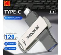 Clé USB 3.2 Type-C Kodak 256 Go 128 Go 32 Go Haute Vitesse Stockage Double Usage, Compatible avec Smartphones et Ordinateurs Portables 32G,64G,128G,256GBAlliage de zinc