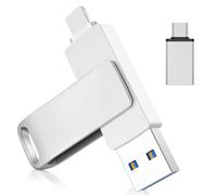 Clé USB 3 en 1 256 Go certifiée MFi Light-ning USB C Micro USB & USB 3.0 | Clé USB externe pour iPhone, Android et PC | Disque dur externe compatible avec les appareils iOS
