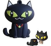 Clé USB 32 Go Clef USB 2.0 Fantaisie Cle USB Chat Flash Drive Originale Mémoire U Disque Cartoon Mignon Animal Bon Cadeau pour Enfants Amis (32GO, Noir)