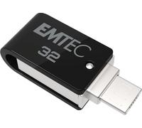 Clé USB 32 Go Dual T260B Mobile&Go - Clef USB 2.0 Pivotante - USB Stick Dual USB-A/micro-USB - Système d'Accroche Pivotant à 360° - Vitesse de Lecture 15MB/s Max - Vitesse d'Écriture 5MB/s Max - EMTEC