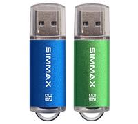 Clé USB 32 Go Lot de 2 Mémoire Stick USB 2.0 Flash Drive Pivotant Stockage Disque Pendrive par SIMMAX (32Go Bleu Vert)