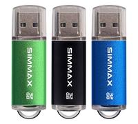 Clé USB 32 Go Lot de 3 Mémoire Stick USB 2.0 Flash Drive Pivotant Stockage Disque Pendrive par SIMMAX (32Go Noir Vert Bleu)