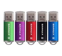 Clé USB 32 Go Lot de 5 Mémoire Stick USB 2.0 Flash Drive Pivotant Stockage Disque Pendrive par SIMMAX (32Go Vert Violet Rouge Noir Bleu)