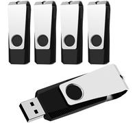 Clé USB 32 Go, Lot de 5 USB 2.0 Pendrive Clef USB 32go Pivotantes Disque Mémoire Stick avec 5 Cordes (Noir,5pcs*32GB)
