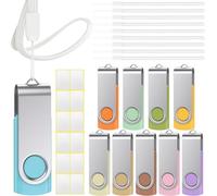 Cle USB 32Go Lot de 10 USB 2.0 Clé USB Uflatek Flash Drive Rotative Clef USB Morandi Couleur Mixte 32 Go Mémoire Stick Métal Flash Drive avec Cordes et Un Autocollant Vierge