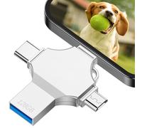 Clé USB 4 en 1 de 128 Go pour téléphone portable avec USB 3.2 Type-C Micro USB Lightning, lecteur flash pour iPhone Android PC avec Thunderbolt 3 - Compatible OTG, boîtier en métal, protection par mot
