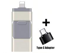 Clé USB 4 en 1 pour iPhone, iPad, PC, iOS et Android (128 Go, argent) Caractéristiques du produit :1. Connexion externe possible à des appareils iOS/Android/PC.2. Équipé d'un port USB 2.0.3. Chiffreme