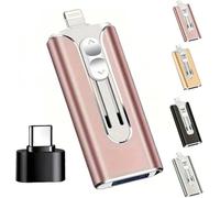 Clé USB 4 en 1 pour téléphones Portables et Ordinateurs, 32-256 Go, Micro USB + 8 Broches + USB 3.0, Compatible avec Tous Les téléphones avec Adaptateur Type-C