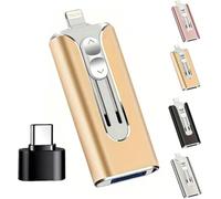 Clé USB 4 en 1 pour téléphones Portables et Ordinateurs, 32-256 Go, Micro USB + 8 Broches + USB 3.0, Compatible avec Tous Les téléphones avec Adaptateur Type-C