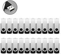 Clé USB 4 Go, Lot de 20 Clé USB 4Go 2.0, RAOYI Clef USB-4Go avec Pince Pivotant pour PC/Ordinateur Portable/Voiture(Noir)