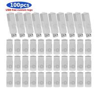 Clé USB 50/100 de 1 Go,2 Go,4 Go,8 Go,16 Go,32 Go,64 Go,lot de 10/2.0 pièces - Type 100pcs Silver-256M