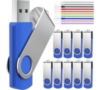 Cle USB 512MB Lot de 10 Clés USB 2.0 Mémoire Sticks Petite Capacité Clef USB 512 Mo Rotatif PenDrive Lecteur Flash USB Cles USB Bleu Mémoires USB 2.0 avec Cordes