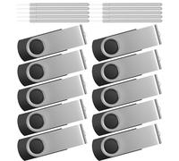 Clé USB 64 Go 10 pièces Clé USB Kepmem Pendrive Argent Métal Clé USB 2.0 Robuste Rotatif Pas Cher Clé USB Clé USB Drôle 64 Go Clé USB Portable Excellent Cadeau avec Lanière