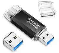 CLé USB 64 Go 3.0, 2 en 1 Type C 3.0 Pen Drive 64gb Imperméable Cle USB C 64Go pour Smartphone MacBook Tablette Ordinateur avec Une Vitesse de Transfert de données allant jusqu'à 40 Mo/s (Noir)