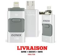 Clé USB 64 go 3 en 1 Compatible IOS/Android Pour Apple Iphone X/8/7/6/5 Samsung/Ipad/Macbook/Windows/PC/Tablet OTG Flash
