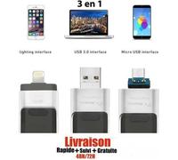 Clé USB 64 go 3 en 1 Compatible IOS/Android Pour Apple Iphone X/8/7/6/5 Samsung/Ipad/Macbook/Windows/PC/Tablet OTG Flash Pen