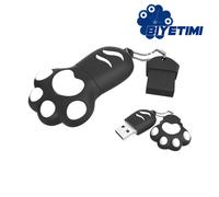 Clé USB 64 Go Biyetimi noire avec motif de patte de chat de dessin animé et porte-clés gratuit, clé USB créative de 128 Go 32 Go pour enfants 8G,32G,64G,128GPolychlorures de vinyle