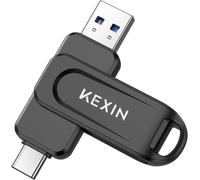 Clé USB 64 Go Clé USB C 100 Mo/s Clé USB 3.0 Pivotante Double USB-A et Type-C pour Smartphone Tablette iPhone 15/16 Voiture Console De Jeu, Noir