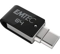Clé USB 64 Go Dual T260C Mobile&Go -Clef USB 3.2 Pivotante -USB Stick Dual USB-A/USB-C -Système d'Accroche Pivotant à 360°- Vitesse de Lecture 180MB/s Max - Vitesse d'Écriture 15MB/s Max - EMTEC