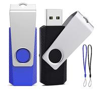 Clé USB 64 Go Lot de 2 ABLAZE USB 2.0 Pendrive Clef USB 64go Pivotantes | Disque Mémoire Stick avec 2 Cordes (Noir Bleu,2pcs*64GB)