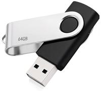 Clé USB 64 Go, USB 3.2 pour PC, tablette, Mac, MacBook, smartphone, smartphone, mémoire haute vitesse pour stocker 16 000 chansons/21 600 photos/960 minutes de vidéo (noir)