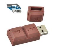 Clé USB 64Go Fantaisie Clef USB Chocolat 2.0 Flash Drive Stockage Mémoire Bon Cadeau