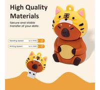 Clé USB 64Go USB Flash Drive Clé de Mémoire USB Clé de Mémoire au Design Mignon de Capybara Convient aux Enfants Etudiants Graduation Cadeau Souvenir Chapeau de Tigre