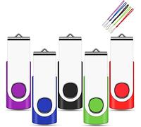 Clé USB 8 Go Stockage Mémoire Flash Rotation Disque Cle USB 2.0 pour Le Stockage de Musique et des Dossiers, Lot de 5 Multicolore