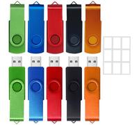 Clé USB 8 Go Lot de 10 Flash Drive Cles USB 2.0 Mémoire Stick Pivotantes | Clef USB 8GB Disque Stockage Plug-and-Play, avec Lumière LED, pour PC, Ordinateur Portable, Autoradios, TV etc.(5 couleurs)