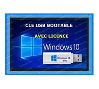 Clé USB 8Go Bootable Windows 10 Pro 64 Bits + Licence OEM activation