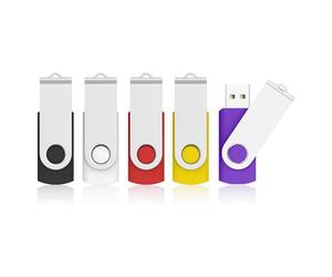 Cle USB 8Go Lot 5 Clé USB 2.0 Flash Drive, KOOTION Clef USB 8 Go avec Stockage Disque Mémoire Stick pour Ordinateurs Windows, PC, Mac (Bleu Noir Rouge Blanc Jaune)