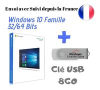 Clé USB Bootable 8GO Windows 10 famille + Licence
