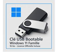 Clé USB Bootable Windows 11 Famille - 16 Go - Licence Officielle Incluse