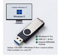 Clé USB Bootable Windows 11 Pro - 16 Go - Licence Officielle Incluse