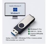 Clé USB Bootable Windows 11 Pro - 16 Go - Licence Officielle Incluse