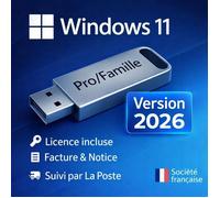 Clé USB Bootable Windows 11 Pro / Famille - Licence Officielle Incluse (VERSION 2026)