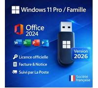 Clé USB Bootable Windows 11 Pro / Famille (VERSION 2026) - Office 2024 Inclus - Licence Officielle Incluse - Facture & Suivi France