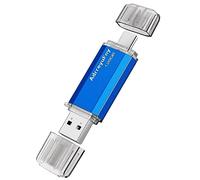 Clé USB C 128 GO, Clef USB 2.0 Pendrive 2 en 1 OTG 2 en 1 Portable Pen Drive Dual Mémoire Stick USB Flash Drive pour Smartphones, Tablette, PC etc (Bleu)