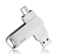 Clé USB C 64 Go - Double clé USB 3.2 de type C pour PC, tablette, Mac, MacBook, smartphone USB-C haute vitesse pour stocker 16 000 chansons/21 600 photos/960 minutes de vidéo