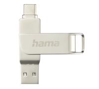 Hama C-Rotate Pro Clé USB 3.1 - Flash Drive 128 Go, Vitesse jusqu'à 100 Mo/s, Clef avec connecteurs USB A & USB C, pour PC/Mac/Tablette et Smartphone - Argentée